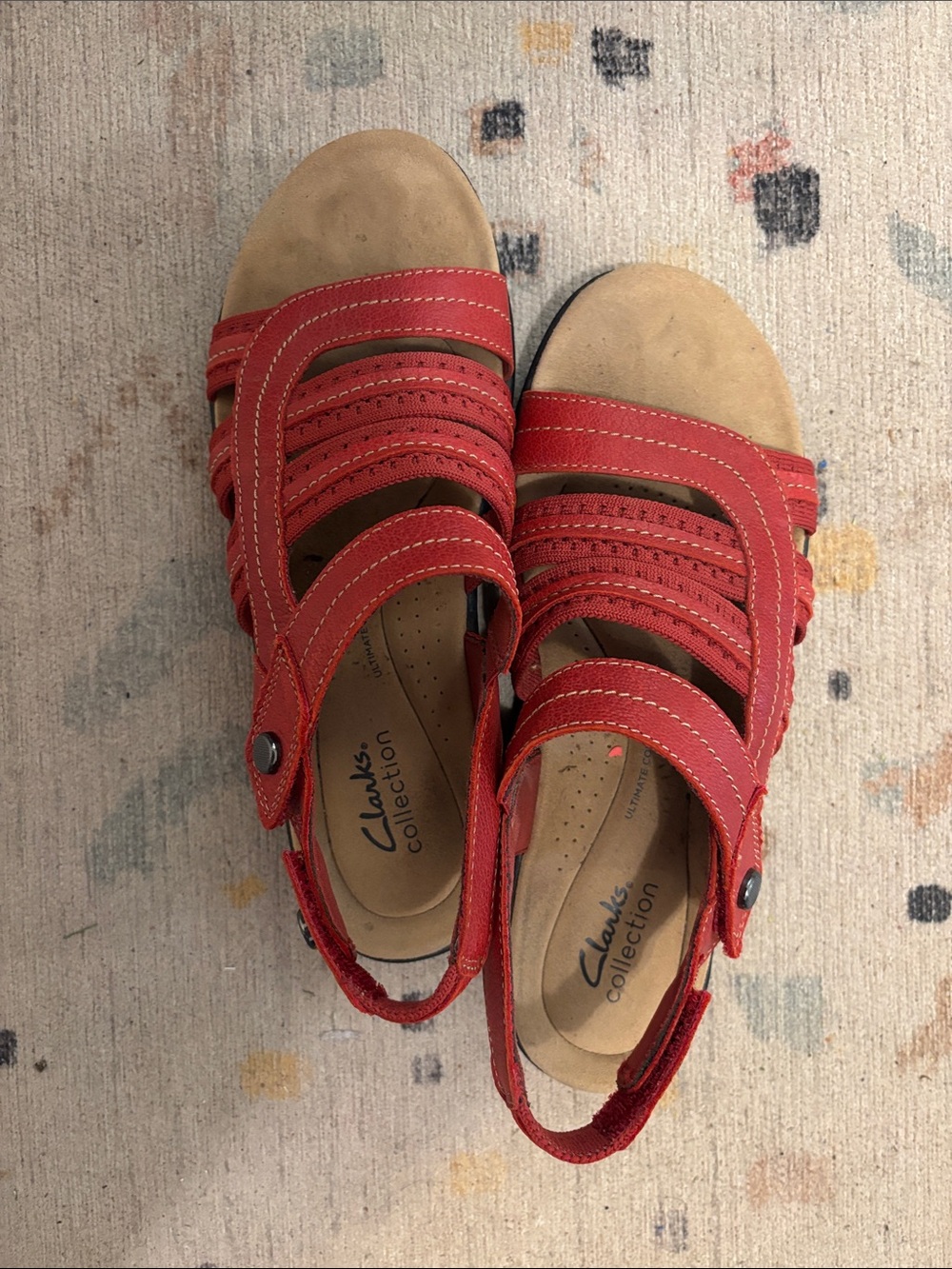 Clarks Red Strappy Womens Sandals